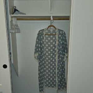 Lularoe Chic Sheer Polka Dot Kimono with Lace